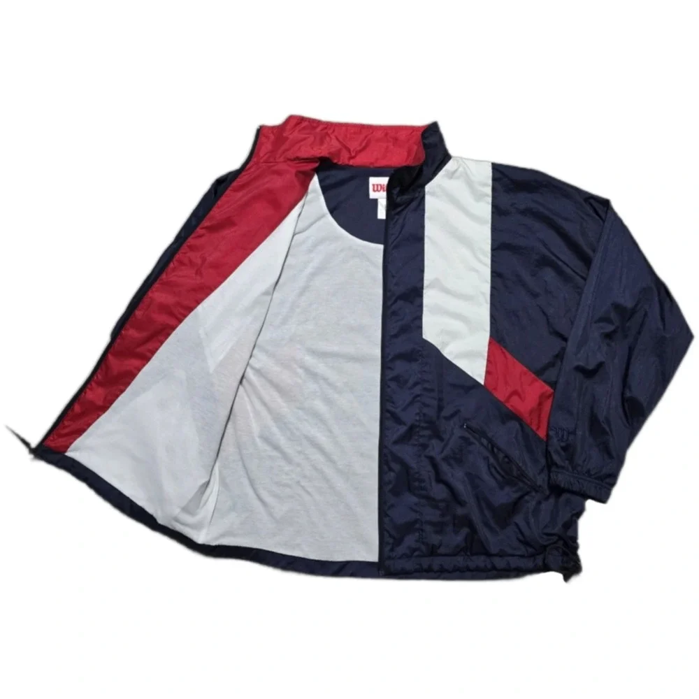Wilson Vintage 90s Windbreaker Track Jacket Lined Mens L Colorblock Sport Nylon‎